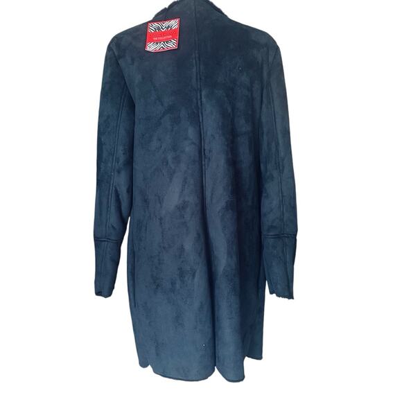 Simon Chang Black Faux Fur Coat Rhinestone Glove Embellishment Faux Fur Size 10 - Picture 3 of 11